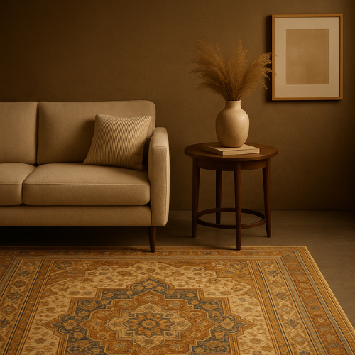 Modern era Egyptian rug blending traditional techniques with contemporary aesthetics